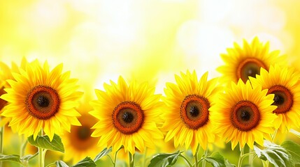 Fototapeta premium Vibrant Yellow Sunflowers in a Sunny Field