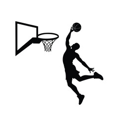 basketball player silhouette vector on white background