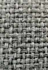 Macro Shot of Rough Woven Fabric with Detailed Fibers and Interlaced Threads – High-Resolution Textile Background, Selective focus, Close Up