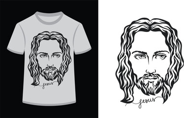 Jesus Christ. Symbol of Christianity, prayer, religion t-shirt design. Vector illustration