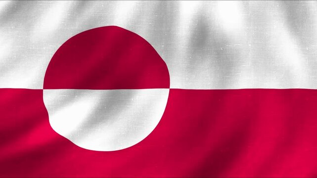 Greenland national flag wavy animation with fabric pattern. 4K quality national flag footage