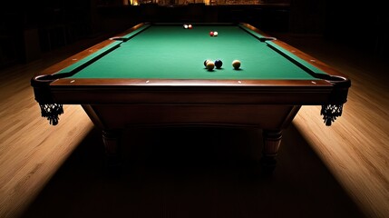 Dark Billiards Table with Balls in Play, Home Game Room