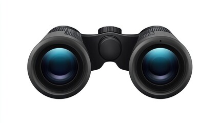 Black binoculars isolated on white background.