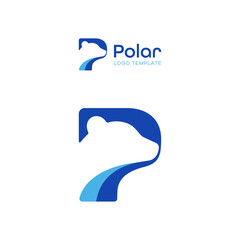Modern and creative vector logo design combining the letter "P" with a polar bear silhouette. Perfect for businesses related to wildlife, nature, cold climates, branding, and professional identity.