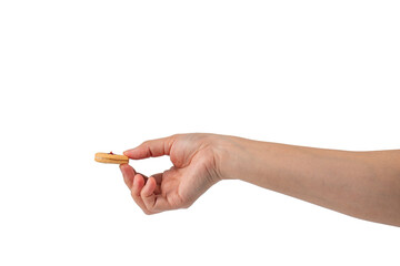 Sweet Bakery Cookies with Red Jam and hand on transparent background