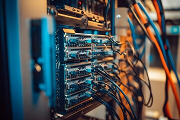 Server Rack with Cables and Connections