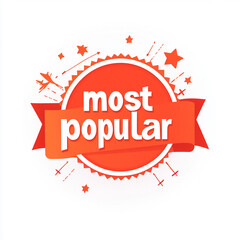 Fototapeta premium Circular Most Popular Badge with Star Accents and Splash Effect