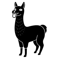Llama with it's tongue out silhouette vector illustration 