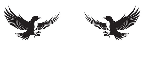 Flying Eagle Silhouette in Monochrome Vector Art