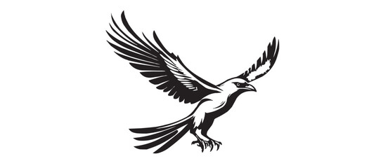 Fototapeta premium Flying Eagle Silhouette in Monochrome Vector Art