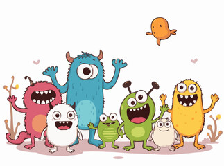 Playful Monster Characters - Charming Vector Art for Children's Books