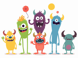 Obraz premium Playful Monster Characters - Charming Vector Art for Children's Books