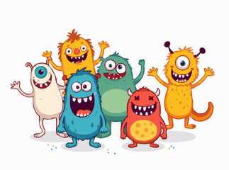 Playful Monster Characters - Charming Vector Art for Children's Books