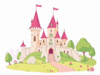 Fairy Tale Princess Castle - Colorful Vector Graphics for Children's Books
