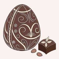 Sophisticated chocolate egg with rich decor for your creative projects