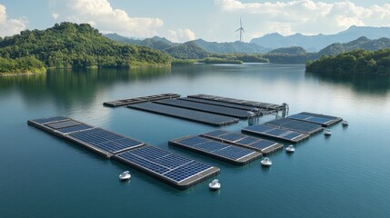 Solar Energy Solutions on Floating Platforms in Scenic Lake Environment