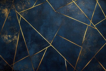 opulent dark blue canvas with intersecting golden lines shimmering metallic sheen deep moody tones modern geometric luxury striking composition rich sophistication