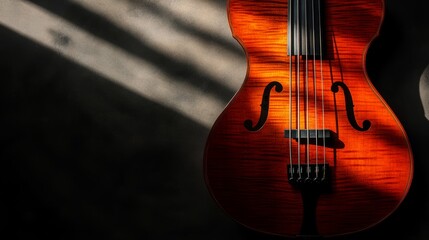 Fototapeta premium Electric Bass in Dramatic Lighting with Empty Text Space 