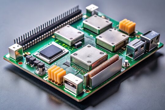 High-Resolution Close-up of a Raspberry Pi 4 Model B Computer Board with Micro-SD Card and Connectors