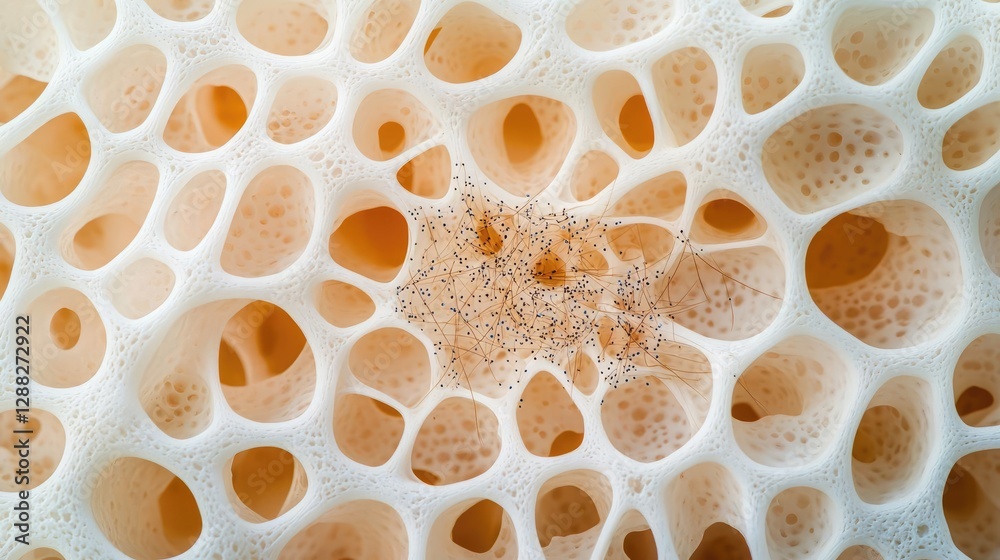 Aufkleber Ocean acidification idea. Close-up of a porous structure showcasing intricate patterns and textures.