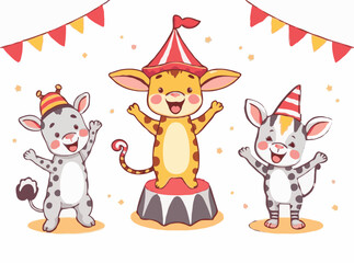 Cheerful Circus Animals in Fun Vector Designs
