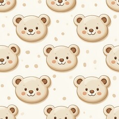 Fototapeta premium Seamless pattern of teddy bears and teddy bear faces on a white background texture