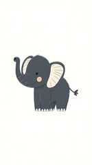 A Cute Cartoon Elephant Standing on a White Background