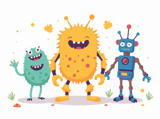 Joyful Monsters and Robots in Colorful Vector Graphics