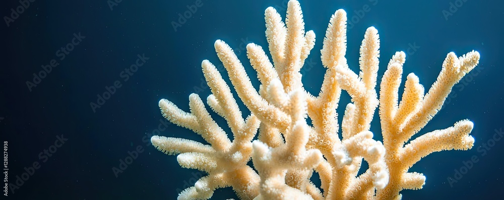 Poster ocean acidification idea. close-up of vibrant coral, showcasing intricate structures in a serene und