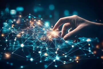 Hand Interacting with Digital Network