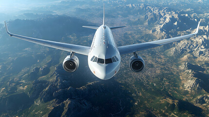 Fototapeta premium Airplane Flight Over Mountains