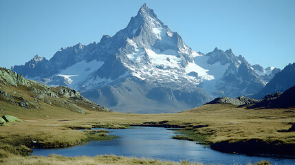 Naklejka premium Alpine Peak & Meadow Landscape