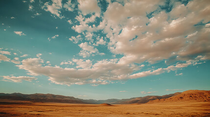 Serene Desert Landscape under a Cloudy Sky