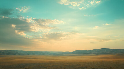 Naklejka premium Serene Sunset over Rolling Hills