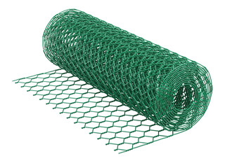 Roll of chicken wire mesh fence on transparent background - 3d PNG illustration
