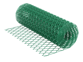 Roll of chicken wire mesh fence on transparent background - 3d PNG illustration
