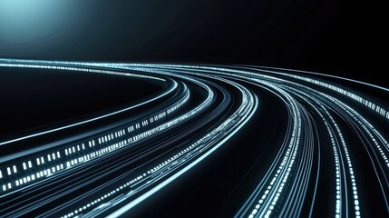 Fototapeta premium Abstract futuristic digital transformation highway with data streams, symbolizing rapid technological advancement and AI automation
