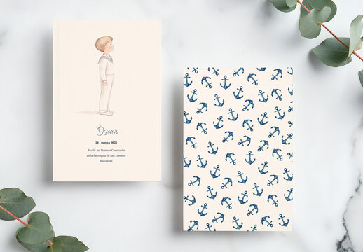 Reminder First Communion Boy with Aquarelle Illustration