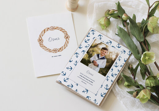 Reminder First Communion of a Boy with Watercolor Elements