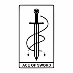 Monochrome Tarot Card Ace of Swords