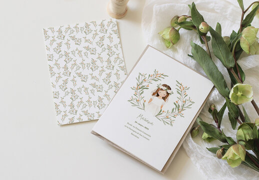 Reminder First Communion with Watercolor Illustration