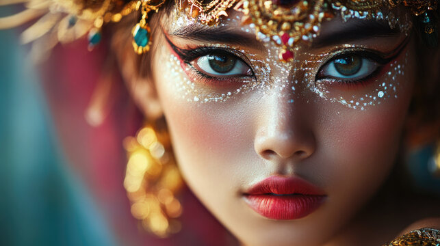 A close-up of a young Balinese dancer