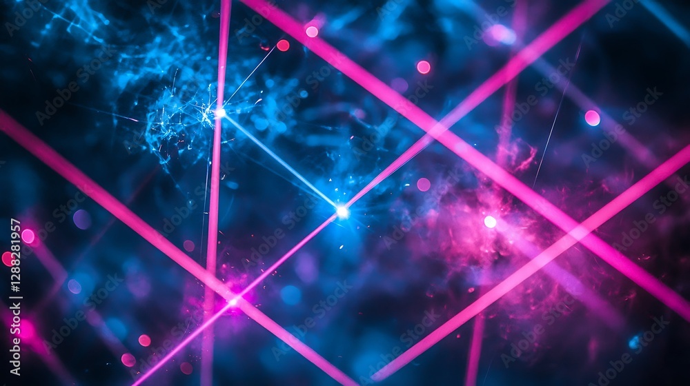 Poster neon lights intersecting smoke abstract background. possible use wallpaper, desktop background