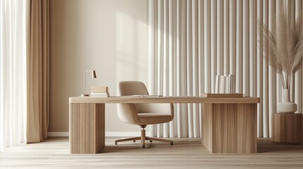 Modern Minimalist Office Design with Natural Wood Elements