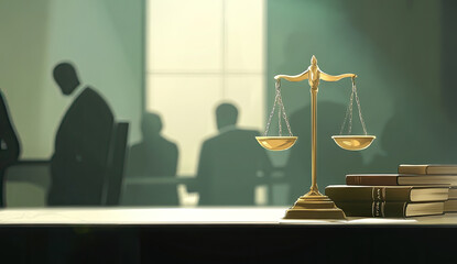 Scales of Justice Law, Legal Theme, Courtroom Illustration