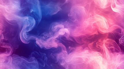 Abstract swirls of ethereal smoke in shades of pink and blue create a dreamlike, flowing effect. Colorful and mesmerizing design.