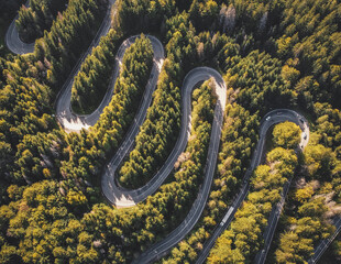 Transfăgărășan Serpentine Road – Aerial Drone View of Romania’s Iconic Mountain Highway