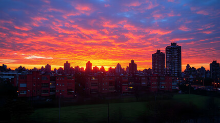 Fototapeta premium City Sunrise Colorful Sky