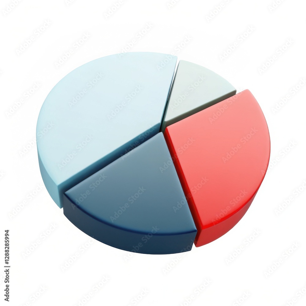 Poster 3d pie chart visualization with segmented colors representing various data points