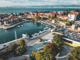 Obraz premium Aerial Drone View at Nessebar, Bulgaria, Black Sea Coast
